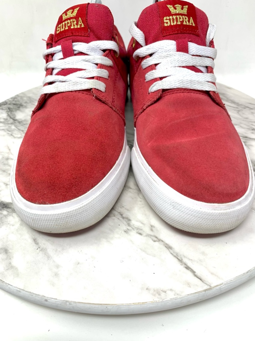 Supra Stacks II Vulc Red Nubuck/Canvas Low-Top Skate Sneakers 8 Mens Sporty Punk - Picture 10 of 16